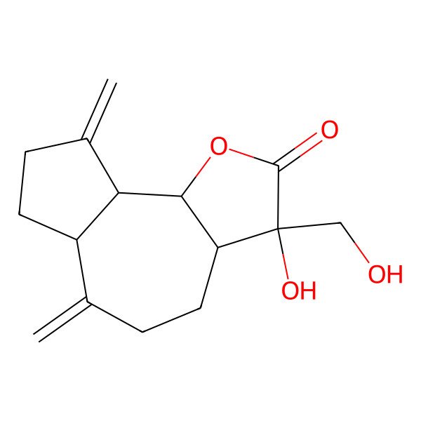 2D Structure of 3-Hydroxy-3-(hydroxymethyl)-6,9-dimethylidene-3a,4,5,6a,7,8,9a,9b-octahydroazuleno[4,5-b]furan-2-one