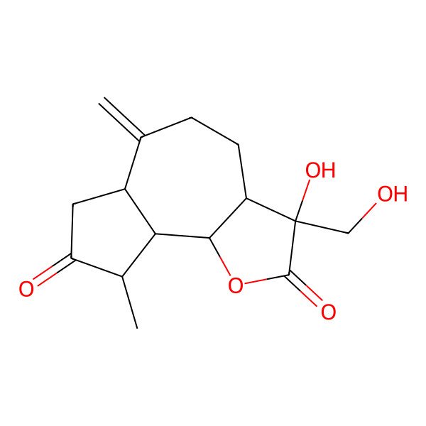 2D Structure of 3-Hydroxy-3-hydroxymethyl-9-methyl-6-methyleneperhydroazuleno[4,5-b]furan-2,8-dione