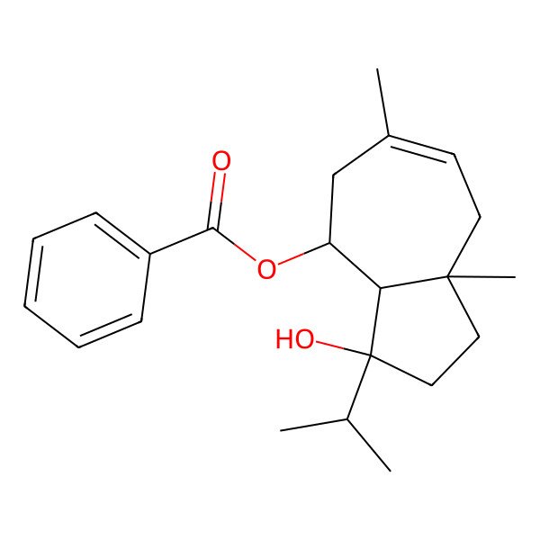 2D Structure of (3-Hydroxy-3-isopropyl-6,8a-dimethyl-1,2,3a,4,5,8-hexahydroazulen-4-yl) benzoate 2D Structure of (3-Hydroxy-3-isopropyl-6,8a-dimethyl-1,2,3a,4,5,8-hexahydroazulen-4-yl) benzoate