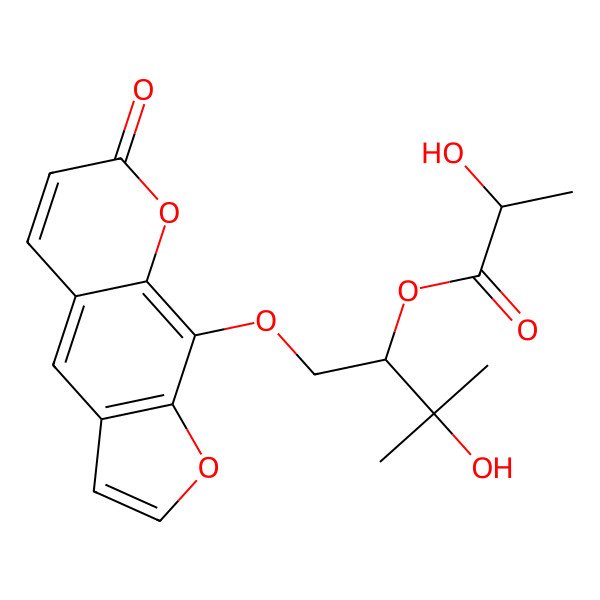 2D Structure of [3-Hydroxy-3-methyl-1-(7-oxofuro[3,2-g]chromen-9-yl)oxybutan-2-yl] 2-hydroxypropanoate