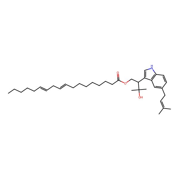 2D Structure of [3-hydroxy-3-methyl-2-[5-(3-methylbut-2-enyl)-1H-indol-3-yl]butyl] octadeca-9,12-dienoate