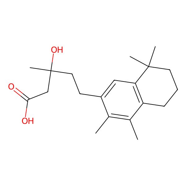 2D Structure of 3-hydroxy-3-methyl-5-(3,4,8,8-tetramethyl-6,7-dihydro-5H-naphthalen-2-yl)pentanoic acid 2D Structure of 3-hydroxy-3-methyl-5-(3,4,8,8-tetramethyl-6,7-dihydro-5H-naphthalen-2-yl)pentanoic acid