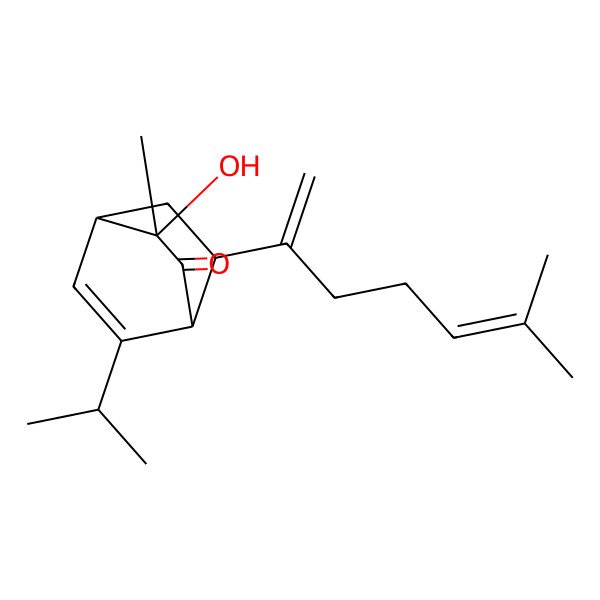 2D Structure of 3-Hydroxy-3-methyl-7-(6-methylhepta-1,5-dien-2-yl)-6-propan-2-ylbicyclo[2.2.2]oct-5-en-2-one