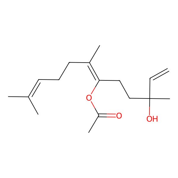 2D Structure of (3-Hydroxy-3,7,11-trimethyldodeca-1,6,10-trien-6-yl) acetate