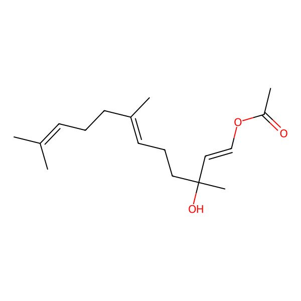 2D Structure of (3-Hydroxy-3,7,11-trimethyldodeca-1,6,10-trienyl) acetate