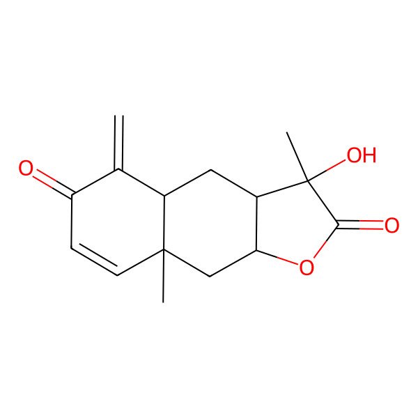 2D Structure of 3-hydroxy-3,8a-dimethyl-5-methylidene-4,4a,9,9a-tetrahydro-3aH-benzo[f][1]benzofuran-2,6-dione