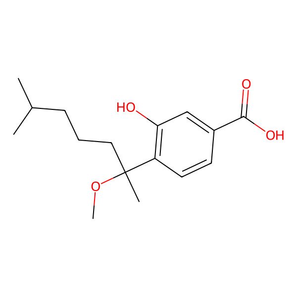 2D Structure of 3-Hydroxy-4-(2-methoxy-6-methylheptan-2-yl)benzoic acid