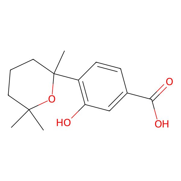 2D Structure of 3-Hydroxy-4-(2,6,6-trimethyloxan-2-yl)benzoic acid