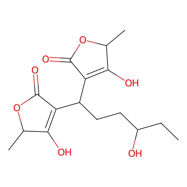 2D Structure of 3-hydroxy-4-[4-hydroxy-1-(3-hydroxy-2-methyl-5-oxo-2H-furan-4-yl)hexyl]-2-methyl-2H-furan-5-one