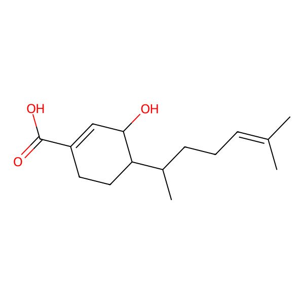 2D Structure of 3-Hydroxy-4-(6-methylhept-5-en-2-yl)cyclohexene-1-carboxylic acid