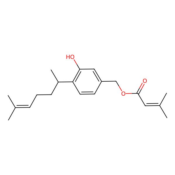 2D Structure of [3-Hydroxy-4-(6-methylhept-5-en-2-yl)phenyl]methyl 3-methylbut-2-enoate