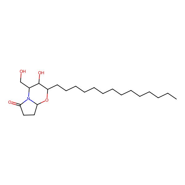 2D Structure of 3-Hydroxy-4-(hydroxymethyl)-2-tetradecyl-2,3,4,7,8,8a-hexahydropyrrolo[2,1-b][1,3]oxazin-6-one