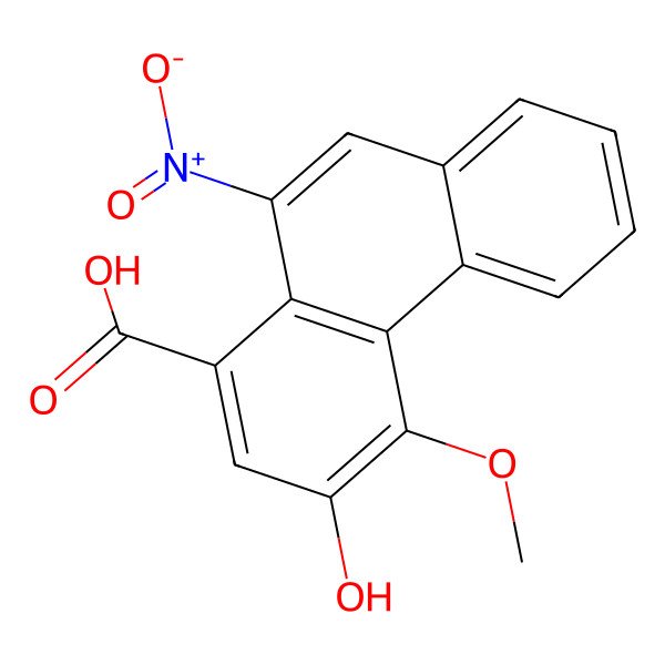 2D Structure of 3-Hydroxy-4-methoxy-10-nitrophenanthrene-1-carboxylic acid 2D Structure of 3-Hydroxy-4-methoxy-10-nitrophenanthrene-1-carboxylic acid