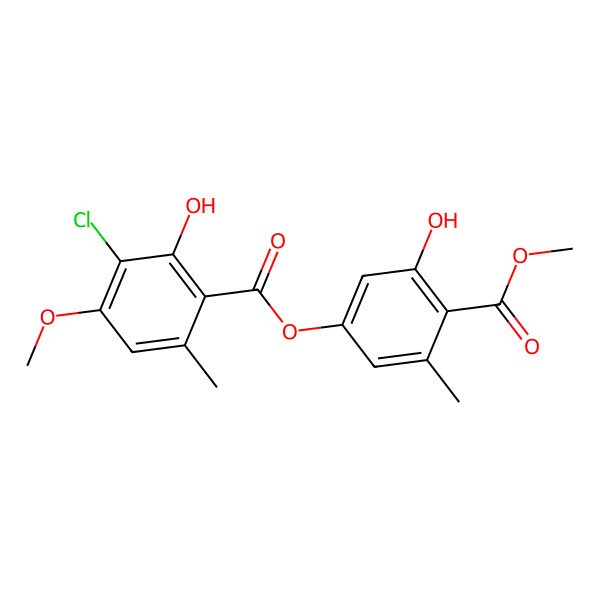 2D Structure of (3-Hydroxy-4-methoxycarbonyl-5-methylphenyl) 3-chloro-2-hydroxy-4-methoxy-6-methylbenzoate