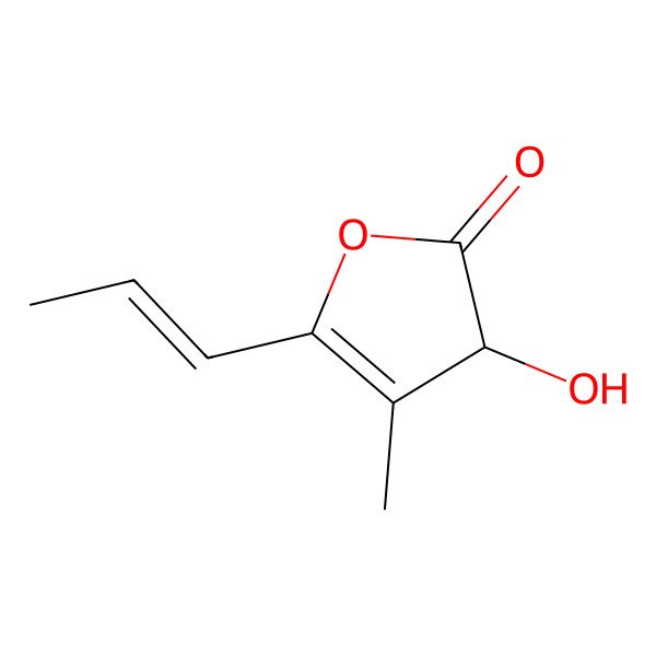 2D Structure of 3-hydroxy-4-methyl-5-prop-1-enyl-3H-furan-2-one