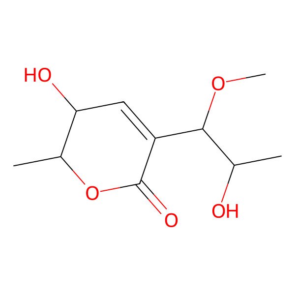 2D Structure of 3-Hydroxy-5-(2-hydroxy-1-methoxypropyl)-2-methyl-2,3-dihydropyran-6-one
