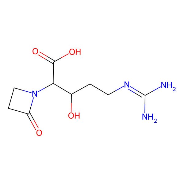 2D Structure of 3-Hydroxy-5-guanidino-2-(2-oxoazetidin-1-yl)pentanoic acid