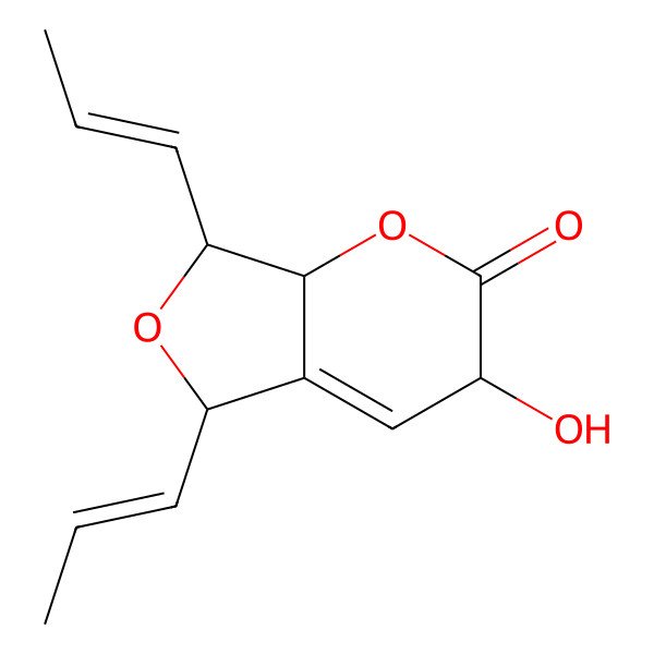 2D Structure of 3-Hydroxy-5,7-bis(prop-1-enyl)-3,5,7,7a-tetrahydrofuro[3,4-b]pyran-2-one