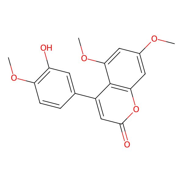 2D Structure of 3'-Hydroxy-5,7,4'-trimethoxy-4-phenylcoumarin