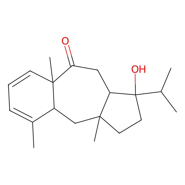 2D Structure of 3-Hydroxy-5a,9,10a-trimethyl-3-propan-2-yl-1,2,3a,4,9a,10-hexahydrobenzo[f]azulen-5-one
