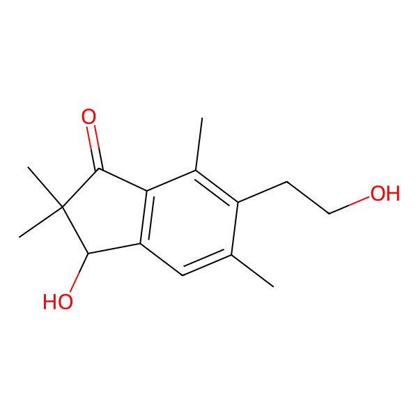 2D Structure of 3-hydroxy-6-(2-hydroxyethyl)-2,2,5,7-tetramethyl-2,3-dihydro-1H-inden-1-one