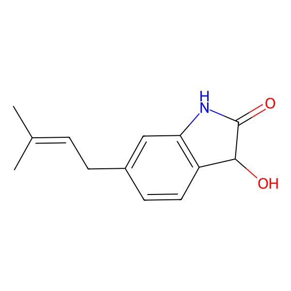 2D Structure of 3-Hydroxy-6-(3-methylbut-2-enyl)-1,3-dihydroindol-2-one