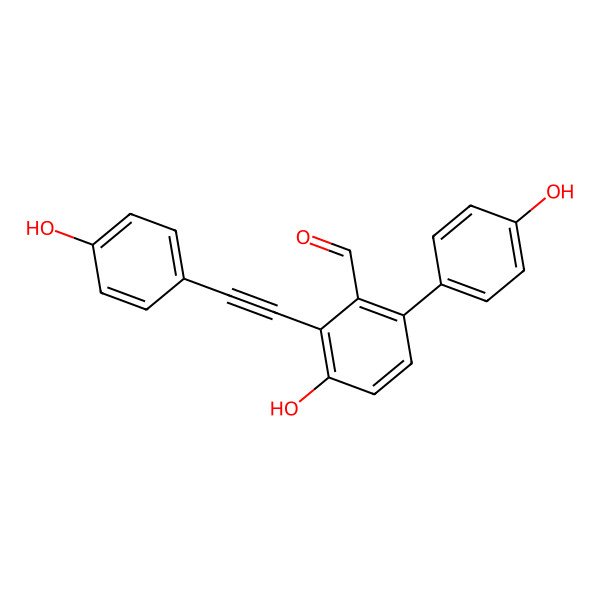 2D Structure of 3-Hydroxy-6-(4-hydroxyphenyl)-2-[2-(4-hydroxyphenyl)ethynyl]benzaldehyde