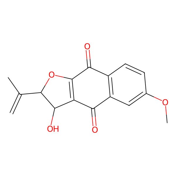 2D Structure of 3-Hydroxy-6-methoxy-2-prop-1-en-2-yl-2,3-dihydrobenzo[f][1]benzofuran-4,9-dione