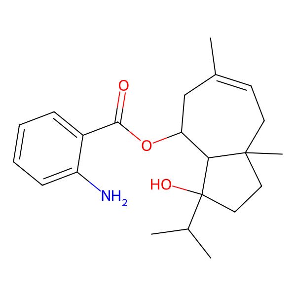 2D Structure of (3-Hydroxy-6,8a-dimethyl-3-propan-2-yl-1,2,3a,4,5,8-hexahydroazulen-4-yl) 2-aminobenzoate