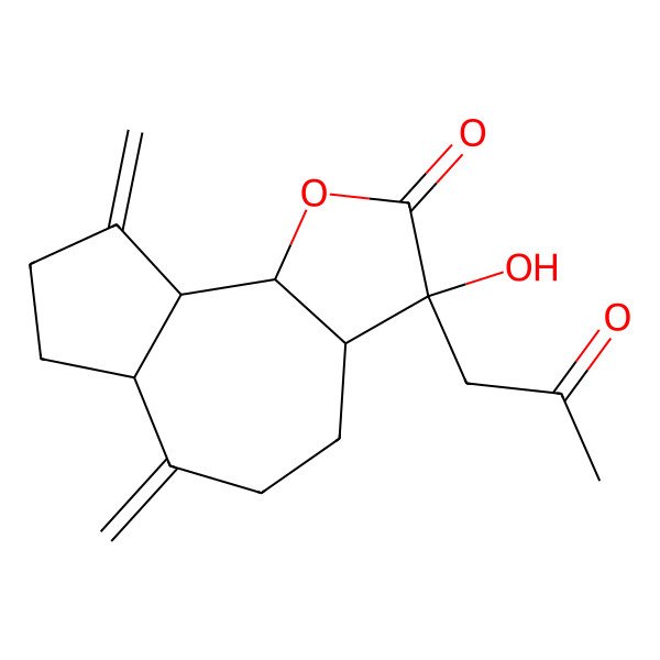 2D Structure of 3-Hydroxy-6,9-dimethylidene-3-(2-oxopropyl)-3a,4,5,6a,7,8,9a,9b-octahydroazuleno[4,5-b]furan-2-one