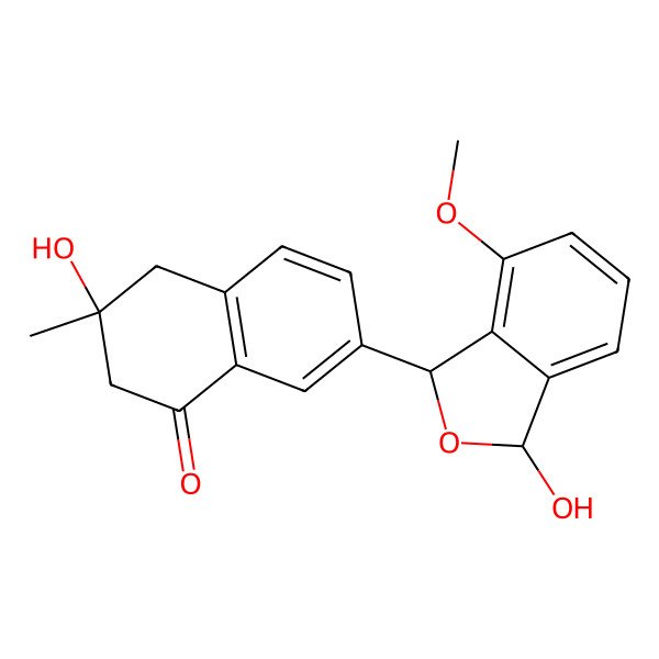 2D Structure of 3-Hydroxy-7-(3-hydroxy-7-methoxy-1,3-dihydro-2-benzofuran-1-yl)-3-methyl-2,4-dihydronaphthalen-1-one
