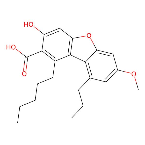 2D Structure of 3-Hydroxy-7-methoxy-1-pentyl-9-propyldibenzo[b,d]furan-2-carboxylic acid