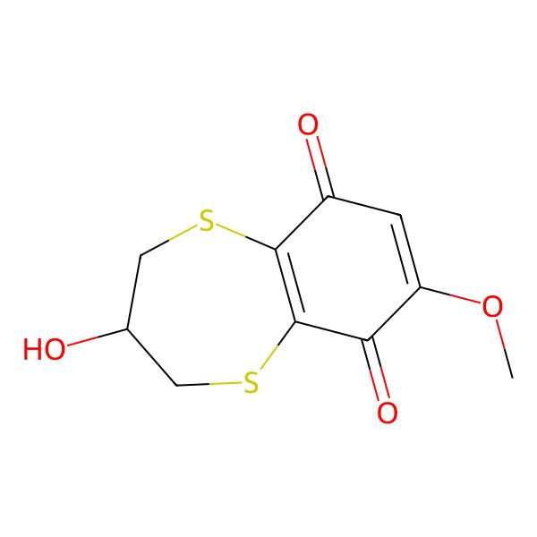2D Structure of 3-hydroxy-7-methoxy-3,4-dihydro-2H-1,5-benzodithiepine-6,9-dione