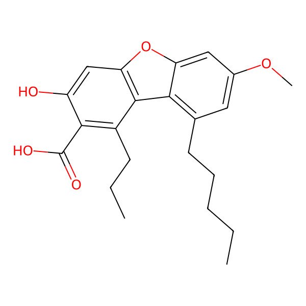 2D Structure of 3-Hydroxy-7-methoxy-9-pentyl-1-propyldibenzo[b,d]furan-2-carboxylic acid