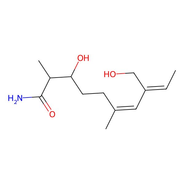 2D Structure of 3-Hydroxy-8-(hydroxymethyl)-2,6-dimethyldeca-6,8-dienamide