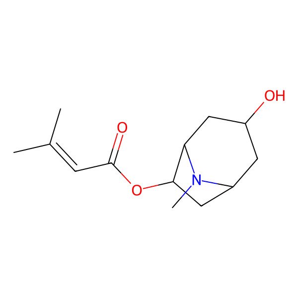 2D Structure of (3-Hydroxy-8-methyl-8-azabicyclo[3.2.1]octan-6-yl) 3-methylbut-2-enoate
