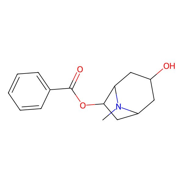2D Structure of (3-Hydroxy-8-methyl-8-azabicyclo[3.2.1]octan-6-yl) benzoate