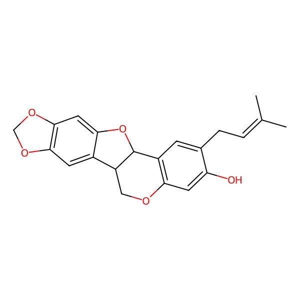 2D Structure of 3-Hydroxy-8,9-methylenedioxy-2-prenylpterocarpan 2D Structure of 3-Hydroxy-8,9-methylenedioxy-2-prenylpterocarpan