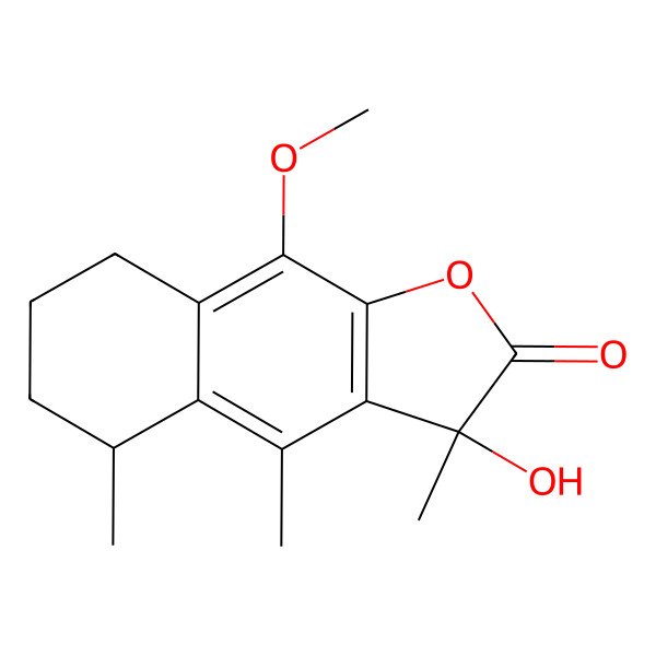 2D Structure of 3-Hydroxy-9-methoxy-3,4,5-trimethyl-5,6,7,8-tetrahydrobenzo[f][1]benzofuran-2-one