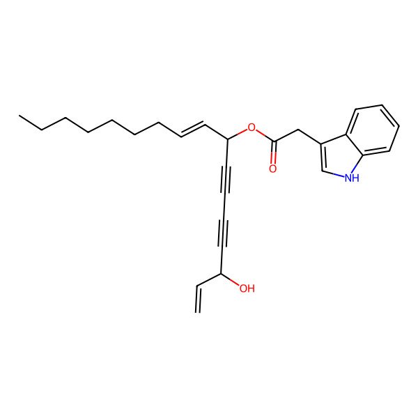 2D Structure of 3-hydroxyheptadeca-1,9-dien-4,6-diyn-8-yl 2-(1H-indol-3-yl)acetate