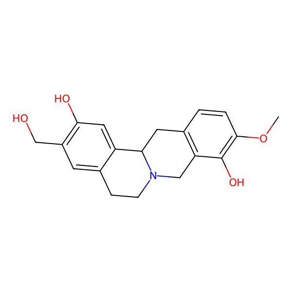 2D Structure of 3-(hydroxymethyl)-10-methoxy-6,8,13,13a-tetrahydro-5H-isoquinolino[2,1-b]isoquinoline-2,9-diol