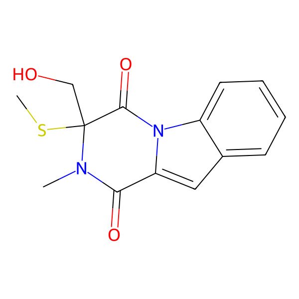 2D Structure of 3-(Hydroxymethyl)-2-methyl-3-methylsulfanylpyrazino[1,2-a]indole-1,4-dione