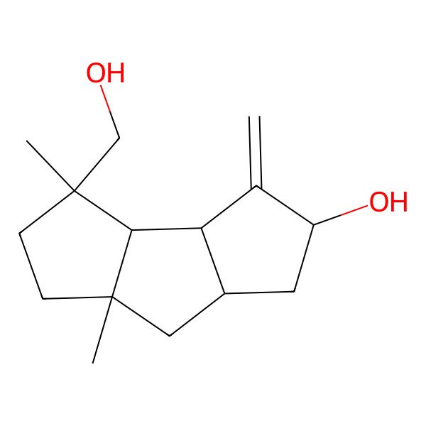 2D Structure of 3-(Hydroxymethyl)-3,7a-dimethyl-4-methylidene-1,2,3a,3b,5,6,6a,7-octahydrocyclopenta[a]pentalen-5-ol