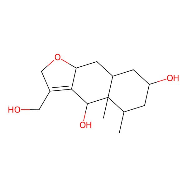 2D Structure of 3-(hydroxymethyl)-4a,5-dimethyl-4,5,6,7,8,8a,9,9a-octahydro-2H-benzo[f][1]benzofuran-4,7-diol