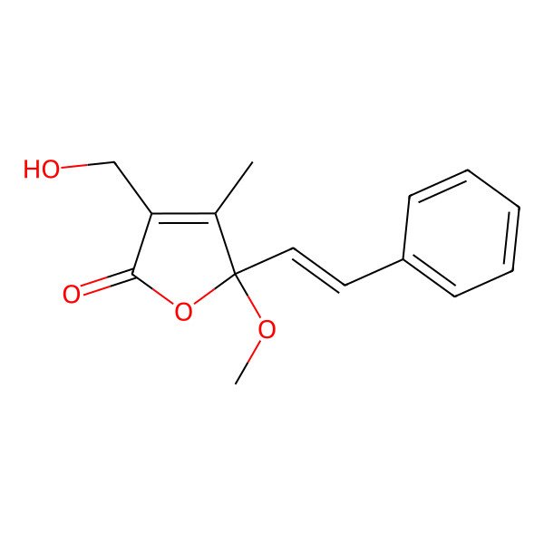 2D Structure of 3-(Hydroxymethyl)-5-methoxy-4-methyl-5-(2-phenylethenyl)furan-2-one