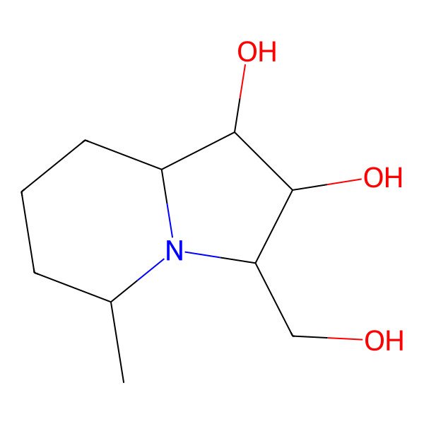 2D Structure of 3-(Hydroxymethyl)-5-methyl-1,2,3,5,6,7,8,8a-octahydroindolizine-1,2-diol