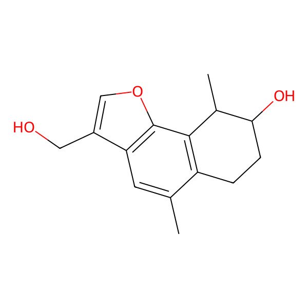 2D Structure of 3-(Hydroxymethyl)-5,9-dimethyl-6,7,8,9-tetrahydrobenzo[g][1]benzofuran-8-ol