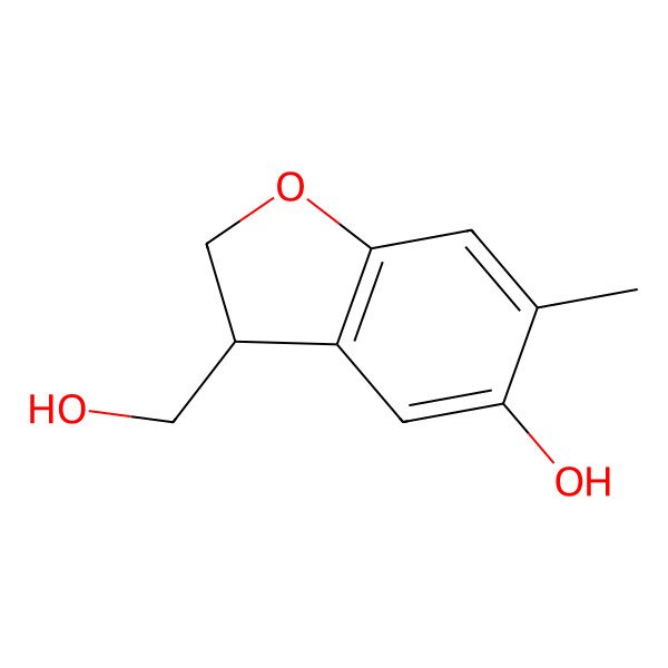 2D Structure of 3-(Hydroxymethyl)-6-methyl-2,3-dihydro-1-benzofuran-5-ol