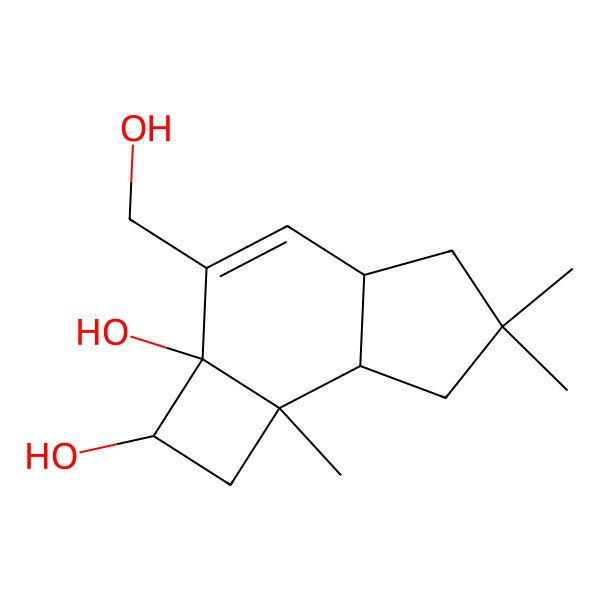 2D Structure of 3-(Hydroxymethyl)-6,6,7b-trimethyl-1,2,4a,5,7,7a-hexahydrocyclobuta[e]indene-2,2a-diol