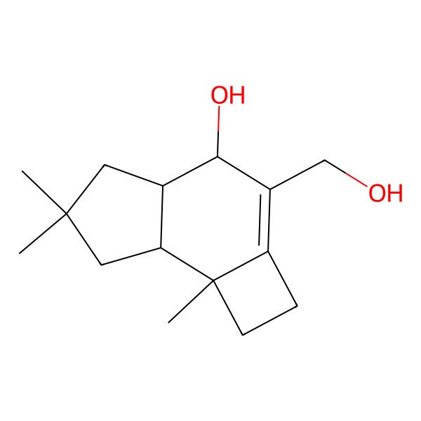 2D Structure of 3-(hydroxymethyl)-6,6,7b-trimethyl-2,4,4a,5,7,7a-hexahydro-1H-cyclobuta[e]inden-4-ol